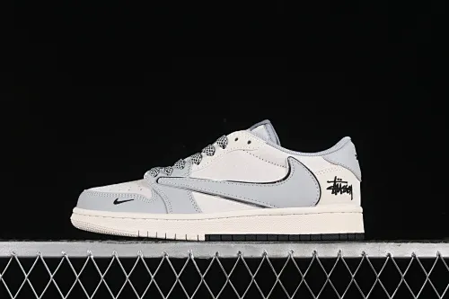 All categories Air Jordan Jordan series basketball shoes Air Jordan 1 Low High-end customized low-top sneakers Travis Scott x Fragment Design x Air Jordan 1 Low OG SP AJ1 Joe 1 Stussi joint-bright silver gray low-top cultural casual sneakers SJ2068-122